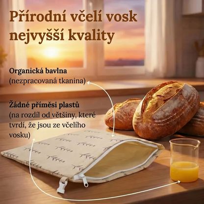 Prémiové sáčky na chleba vyrobené ze 100% bavlny a včelího vosku